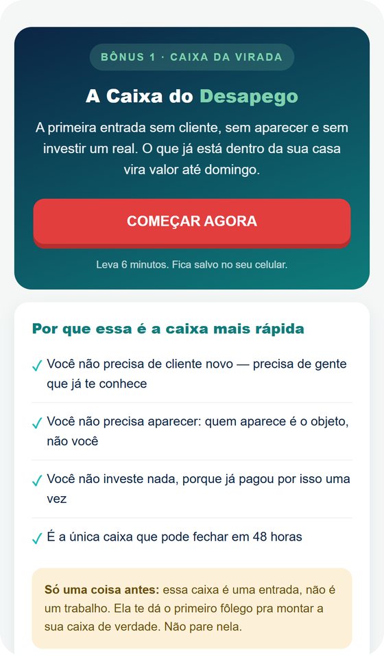 Tela da Caixa do Desapego