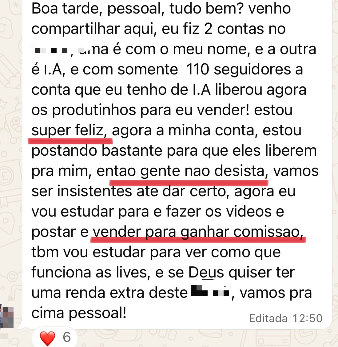 Aluna com 110 seguidores conseguiu liberar a venda de produtos